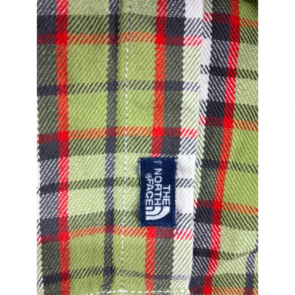 The North Face Flannel Mens Large Shirt Green Plaid Long Sleeve Button Up 6430